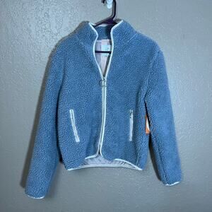 Ivory Ella gray pink sherpa full zip fleece jacket small NWT